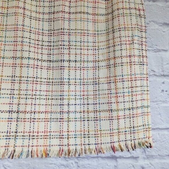 Akris Punto Tweed Lurex Fringed Mini Skirt 4 Cream Multicolor Business Office - Picture 4 of 7